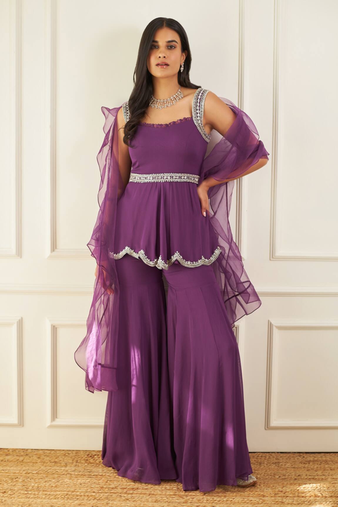 Sanya Gulati Peplum Gharara Set With Ruffle Dupatta