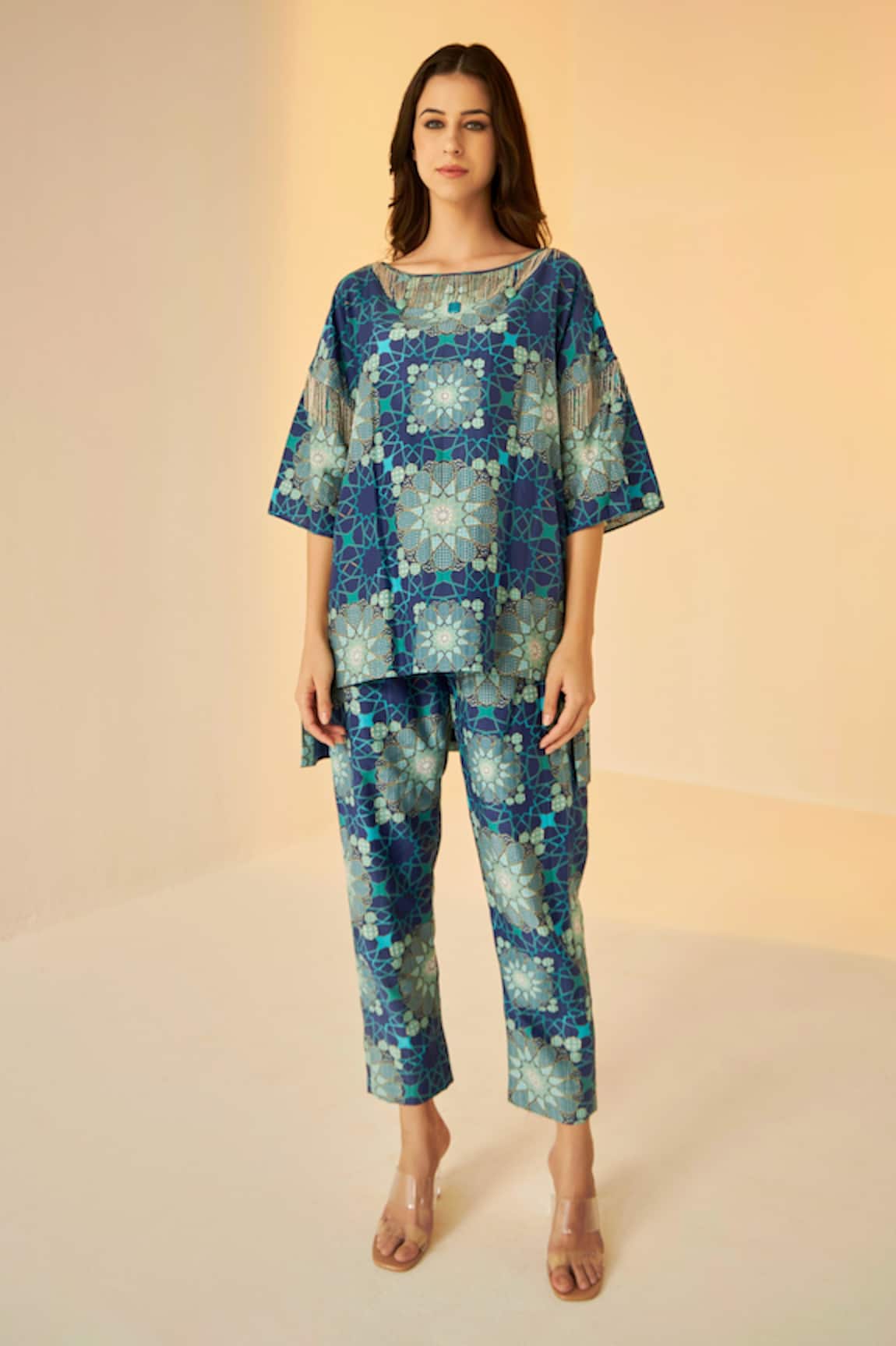 Betrue Flower Mandala Print Top & Pant Set 