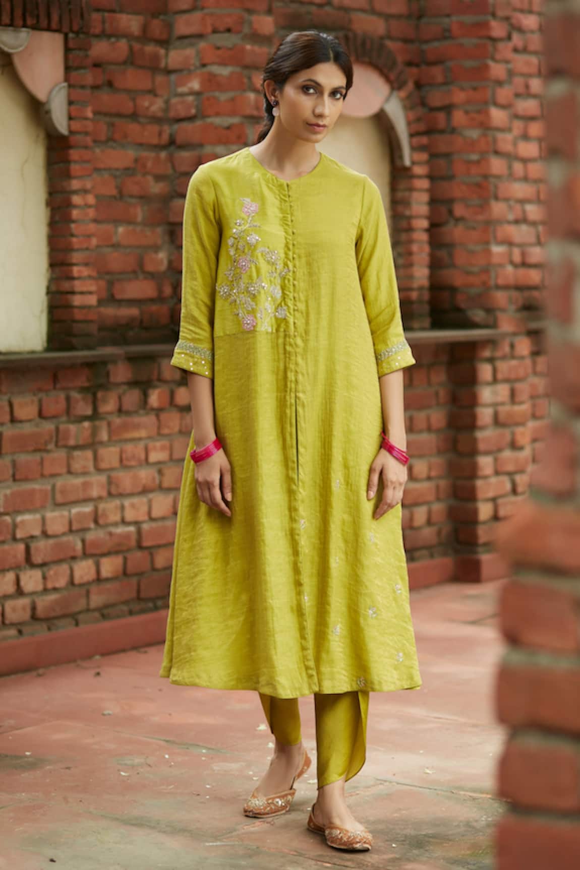 Vashisht Guru Dutt Sequin & Flower Patchwork Kurta & Pant Set