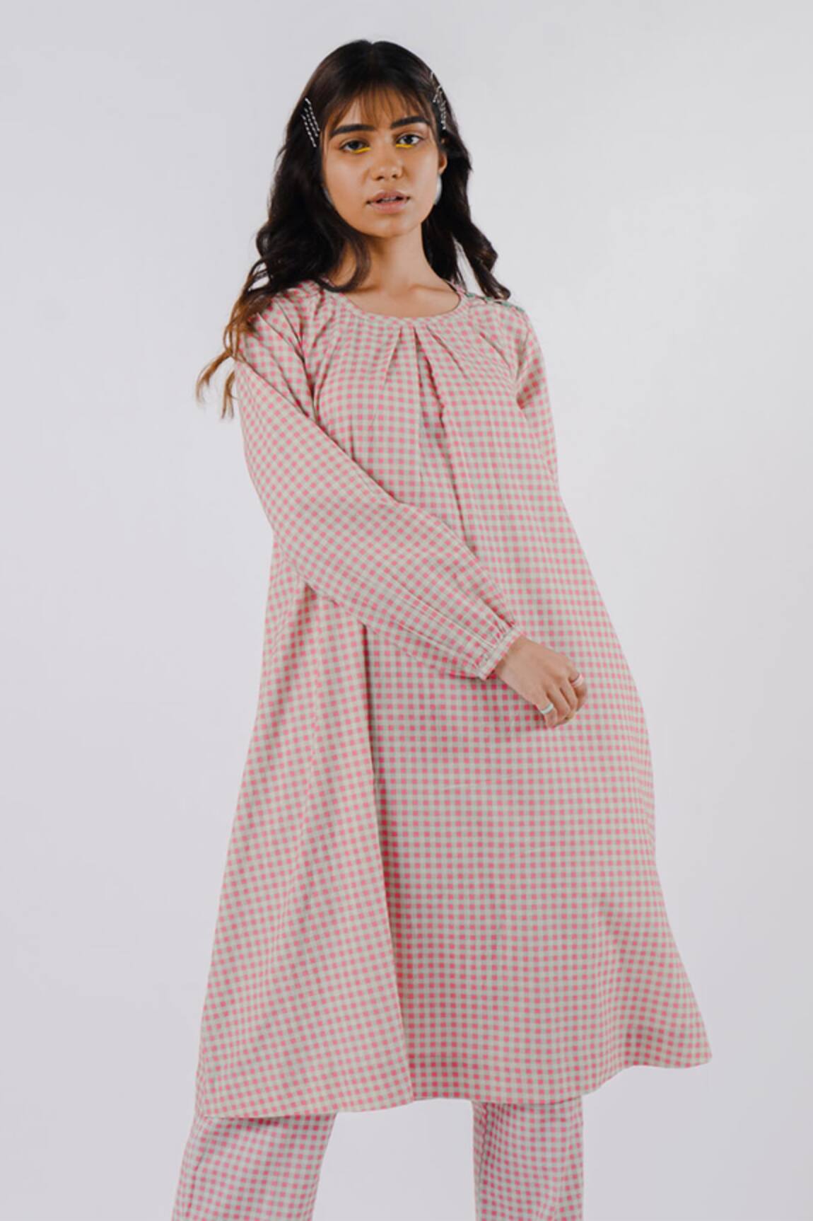 Tussah By Siddhi Shah Cotton Checkered Print Kurta