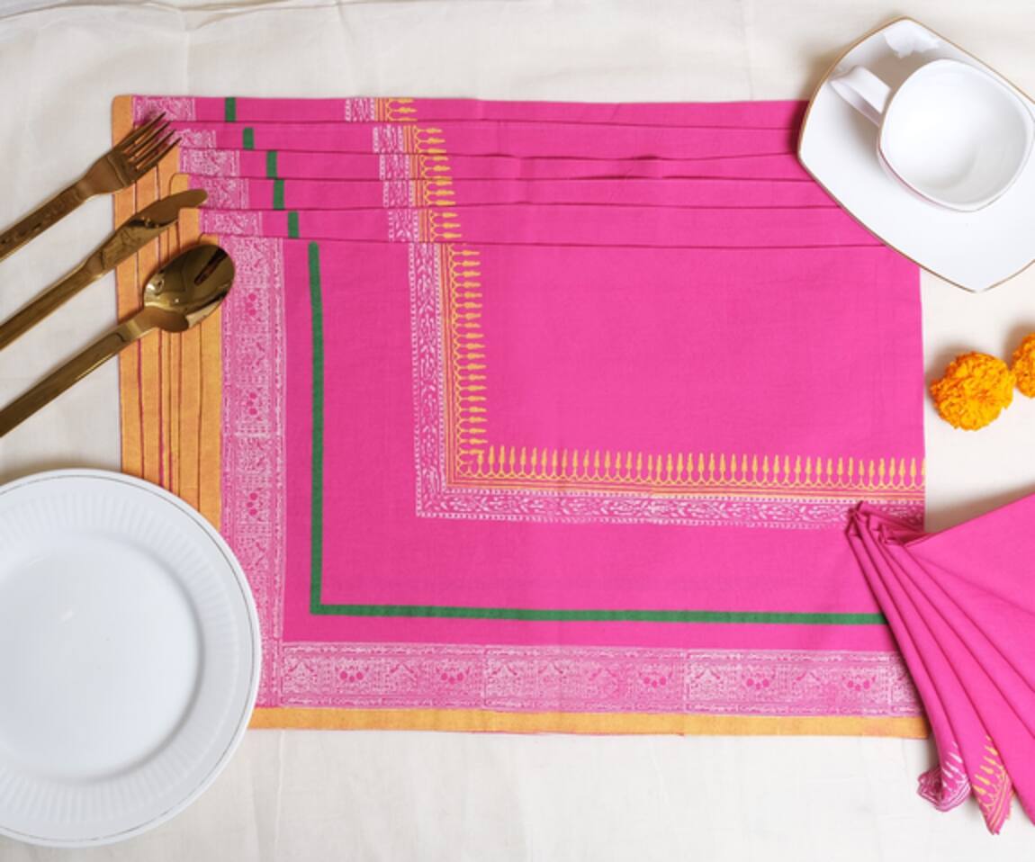 Inheritance India Hand Block Print Napkins & Table Mats - Set of 12