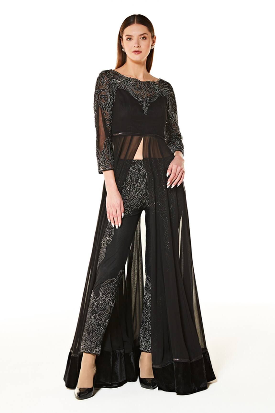 Rabani & Rakha Adah Bodice Embroidered Anarkali & Trouser Set 