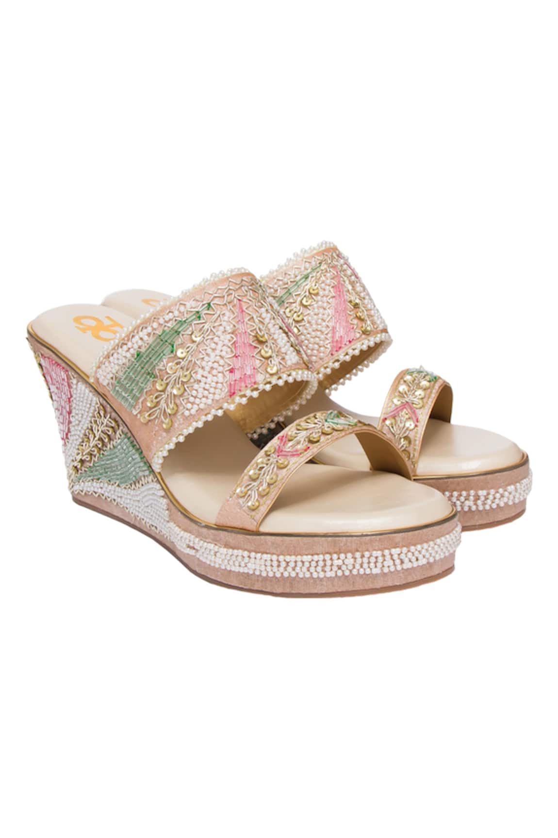 Kkarma Accessories Kiran Zardozi Embroidered Wedges 