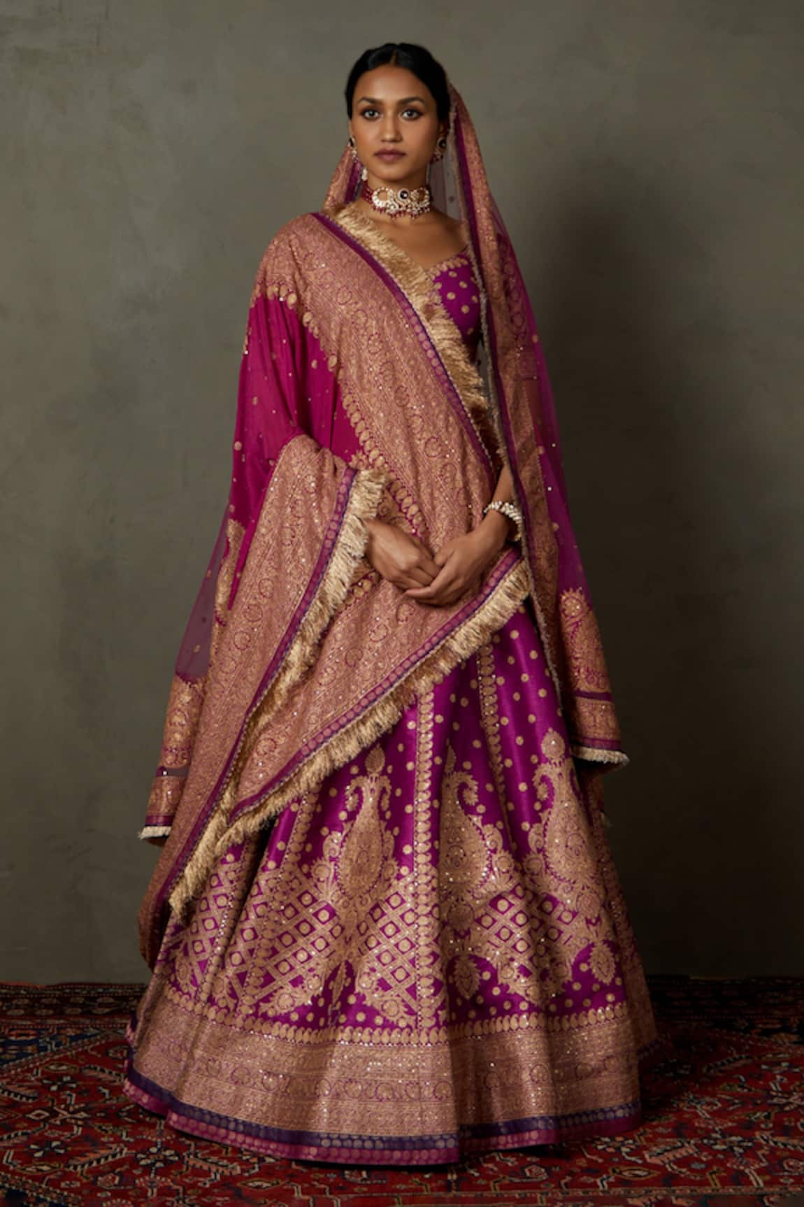 RI.Ritu Kumar Ashvika Paisley Print Bridal Lehenga Set 