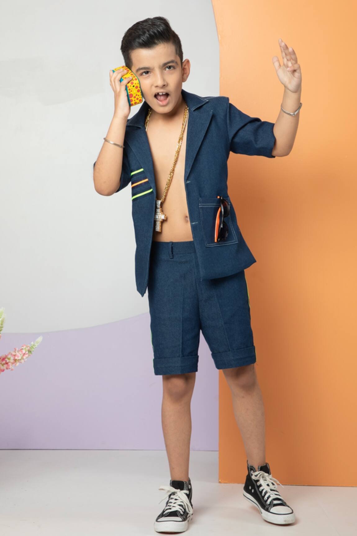 Hoity Moppet BTS Theme Embroidered Shirt & Shorts Set 