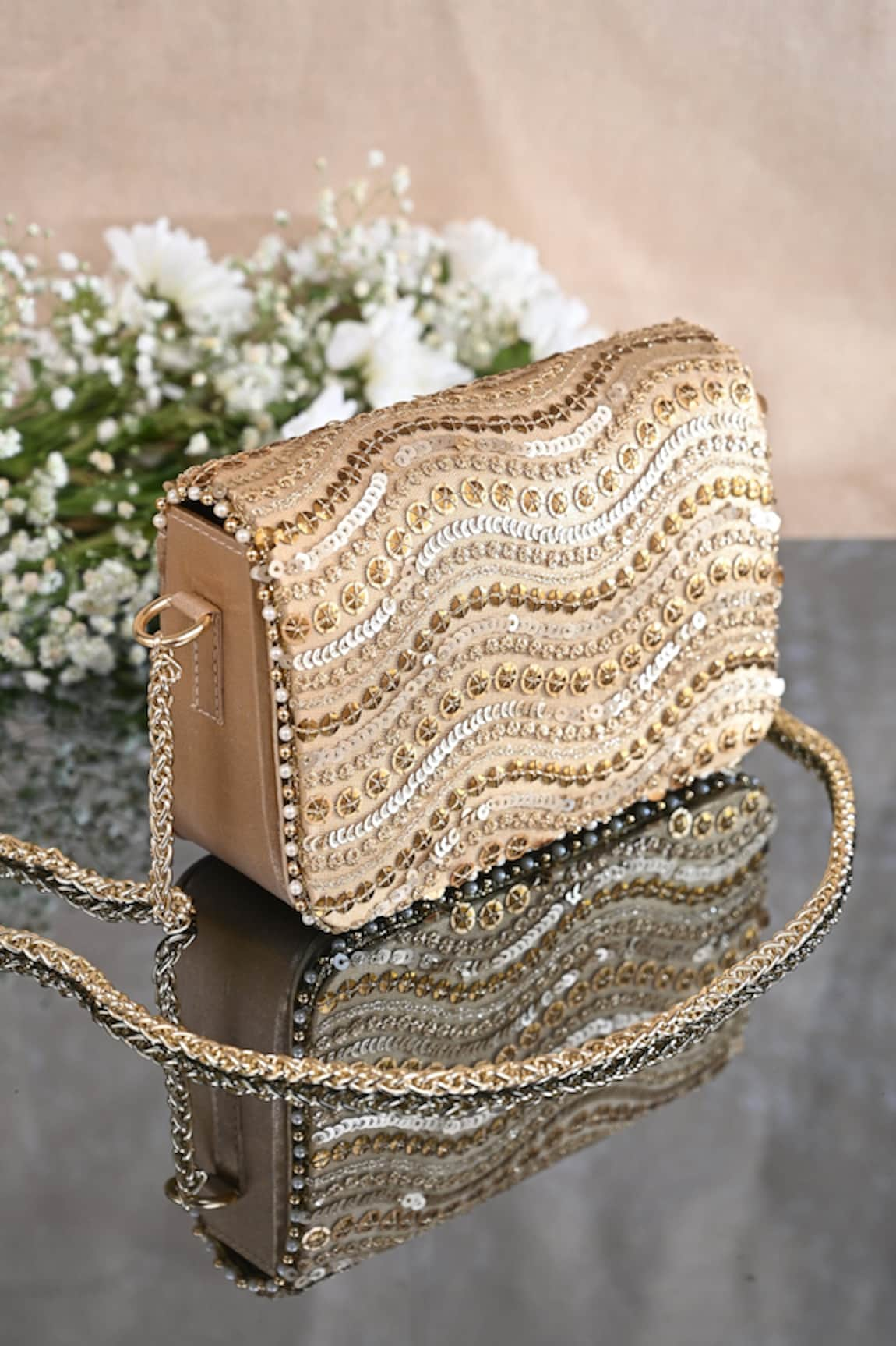 Miar Designs Siya Sequin Embellished Box Clutch