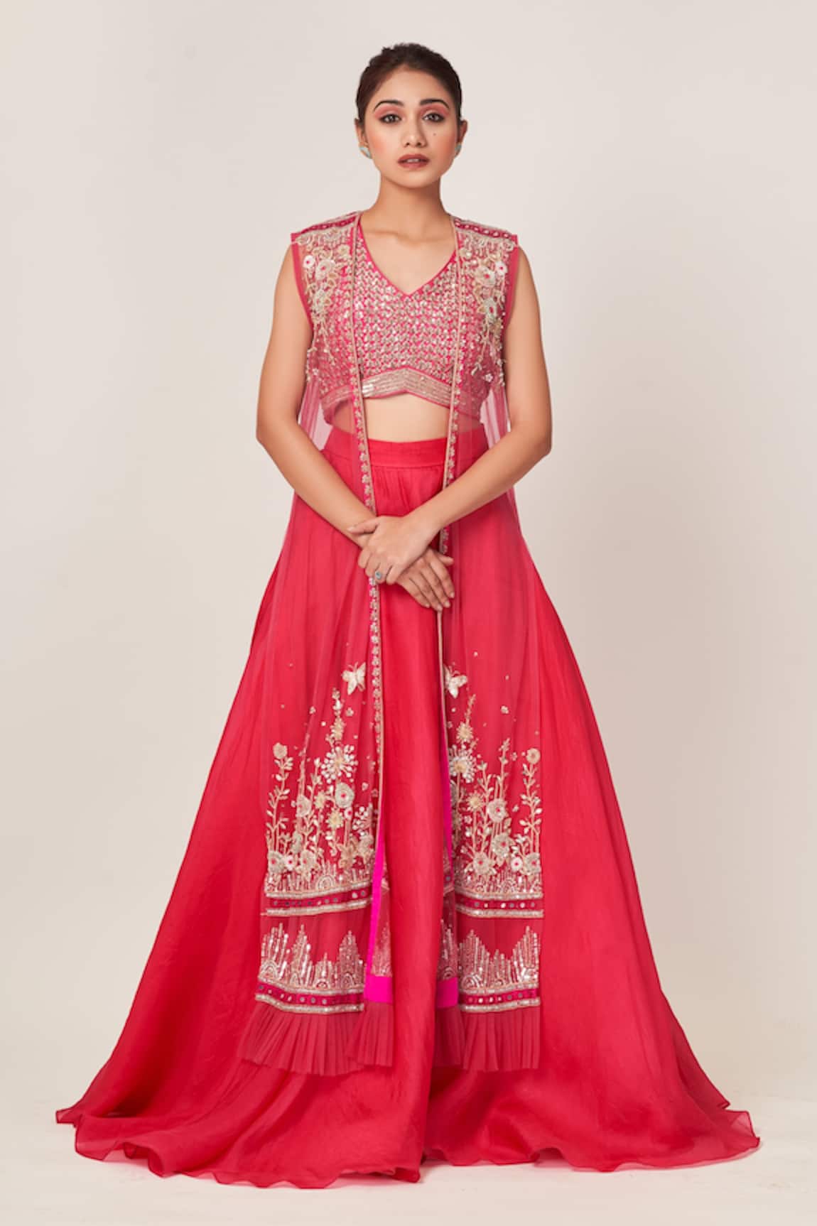 Tamaraa By Tahani Mia Butterfly & Floral Embellished Lehenga Jacket Set