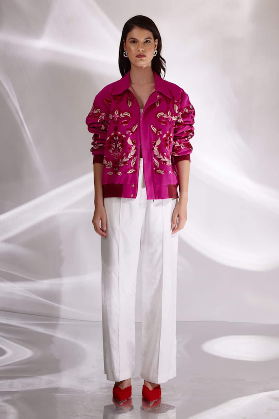 Betrue Floral Hand Embroidered Bomber Jacket