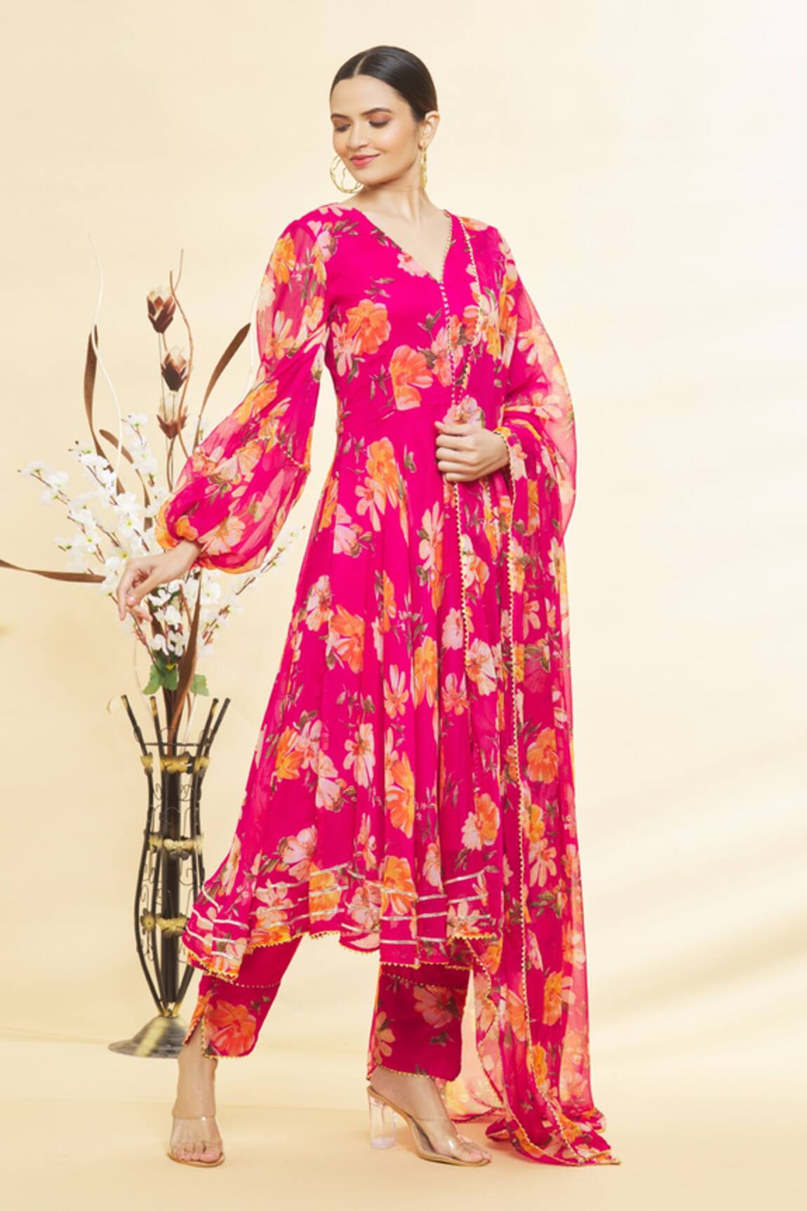 Samyukta Singhania Floral Spring Print Anarkali Pant Set