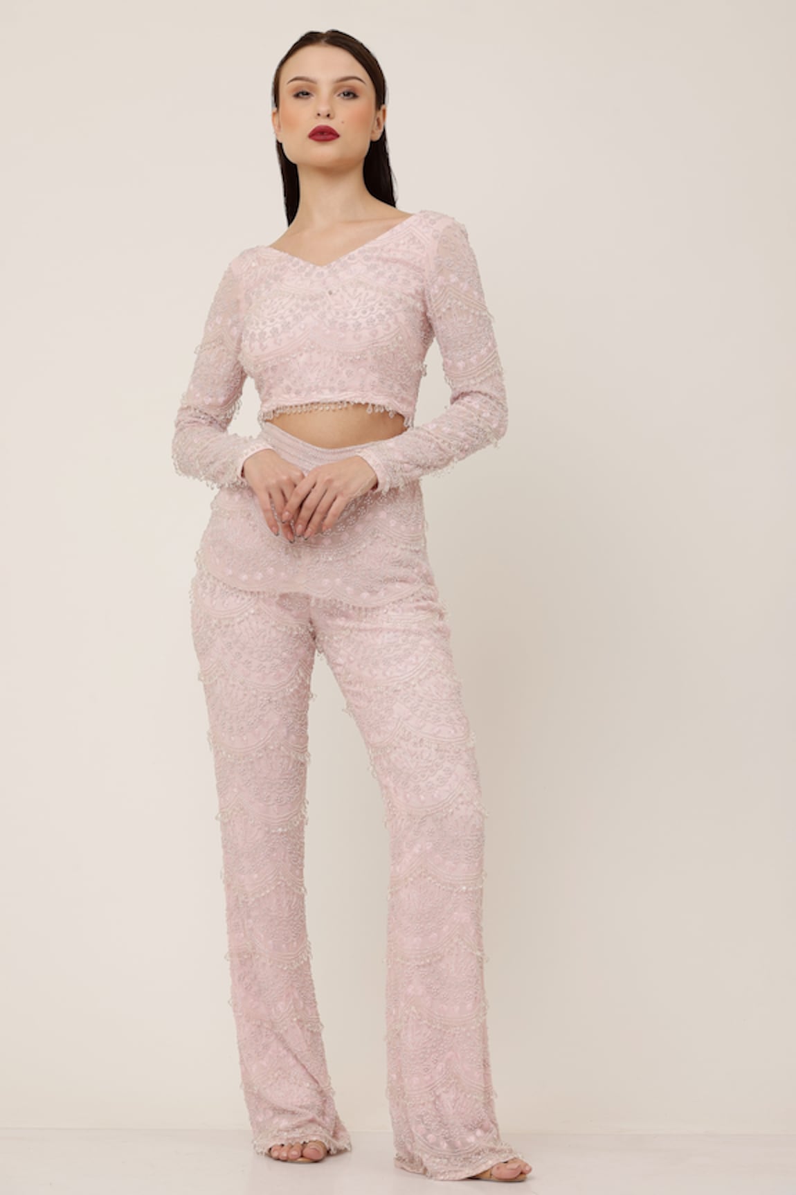 Ambrosia Hand Embellished Crop Top & Pant Set