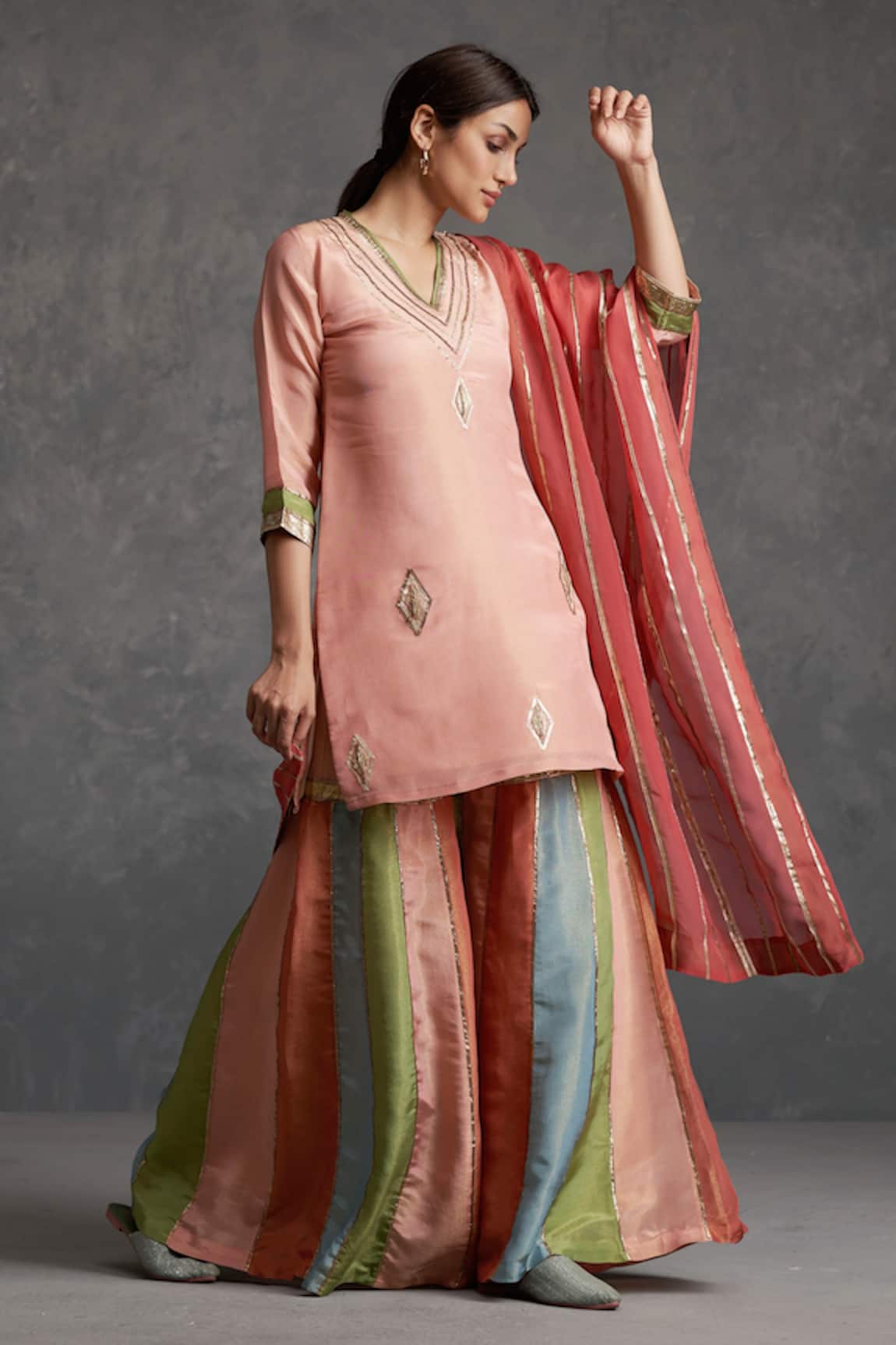 AFFROZ Gota Lace Kurta Sharara Set 