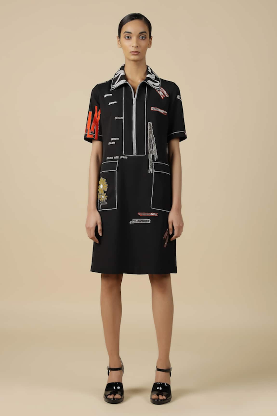Shahin Mannan Bloom Panelled Shift Dress