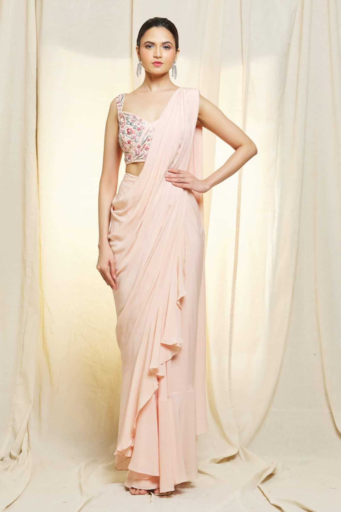 Vivek Patel Pre-Draped Saree & Embroidered Blouse