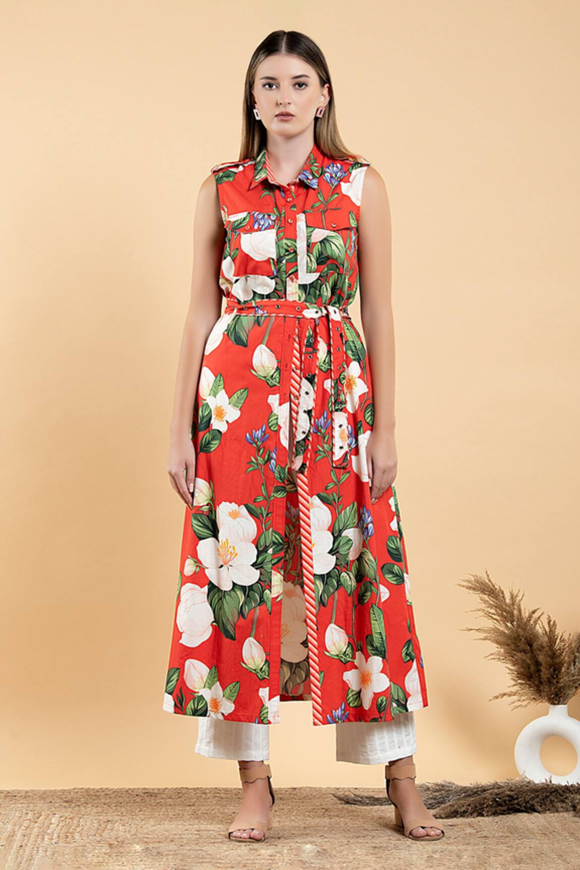 Divi By Sonal Khandelwal Wild Rose Print Longline Shirt & Pant Set