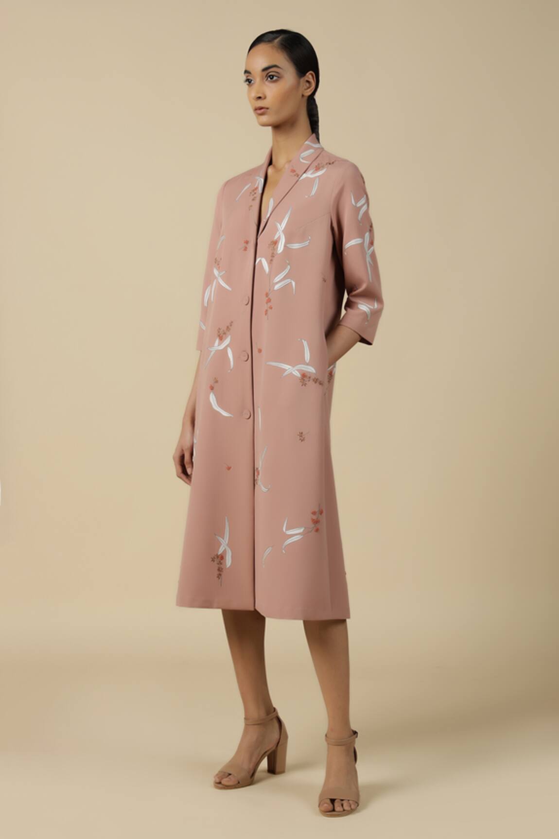 Shahin Mannan Eucalyptus Shawl Collar Dress