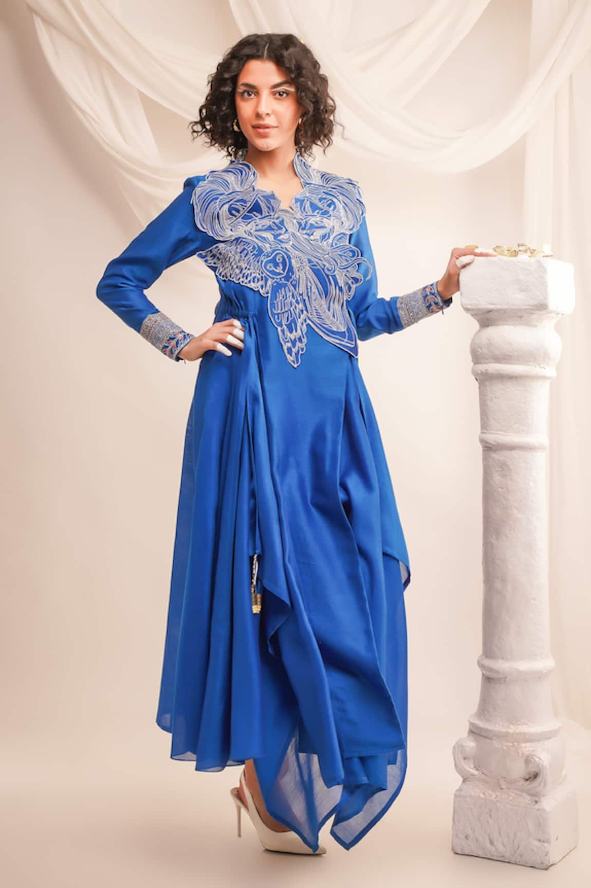 Jajaabor Applique Embroidered Angrakha & Pant Set 