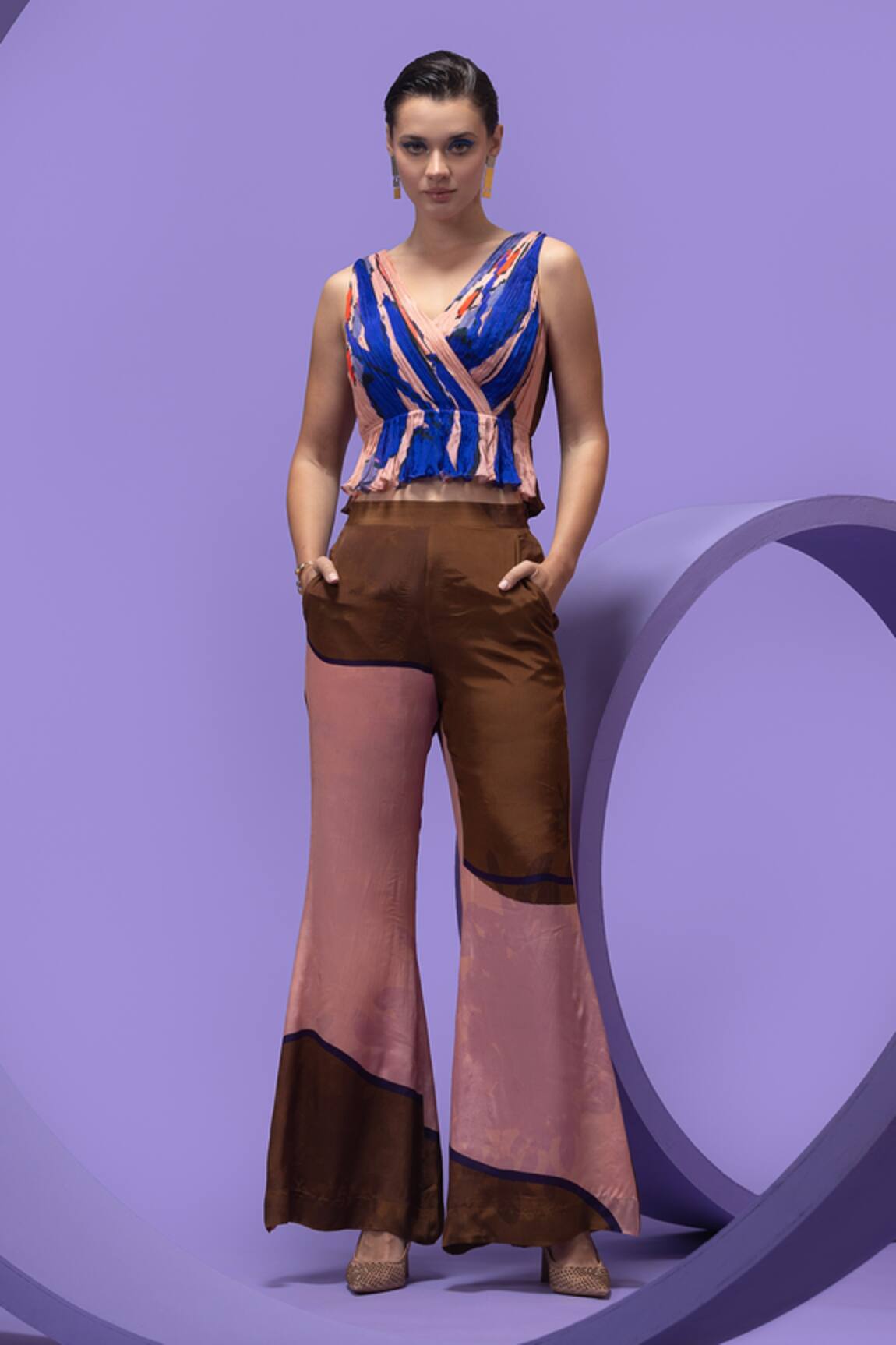 Nautanky Artistic Print Crop Top & Pant Set 