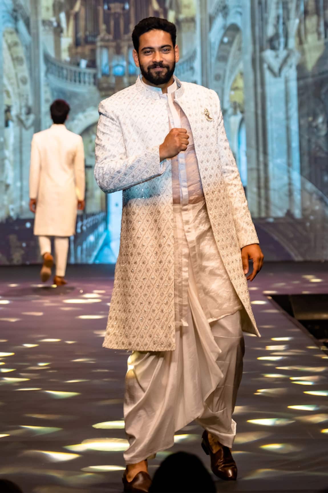 Varun Chakkilam Geometric Threadwork Embroidered Sherwani Set