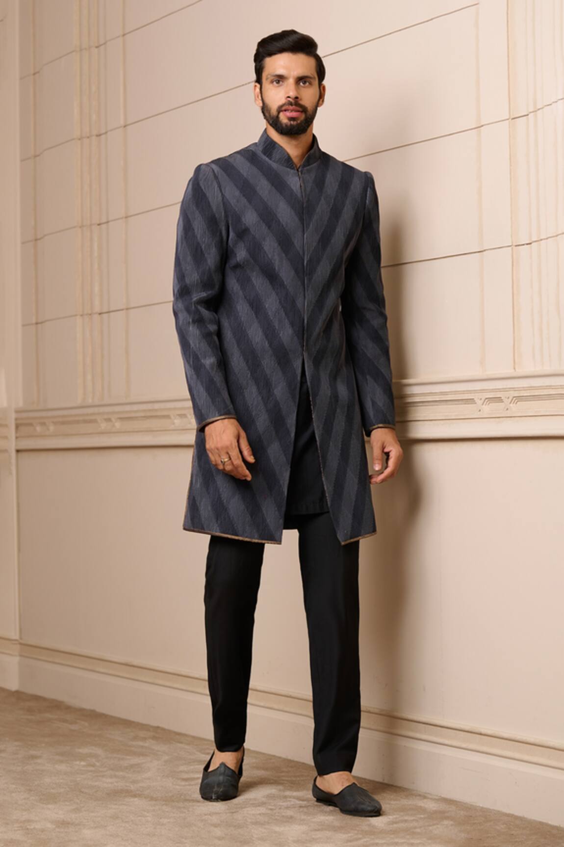 Tarun Tahiliani Stripe Textured Sherwani Set