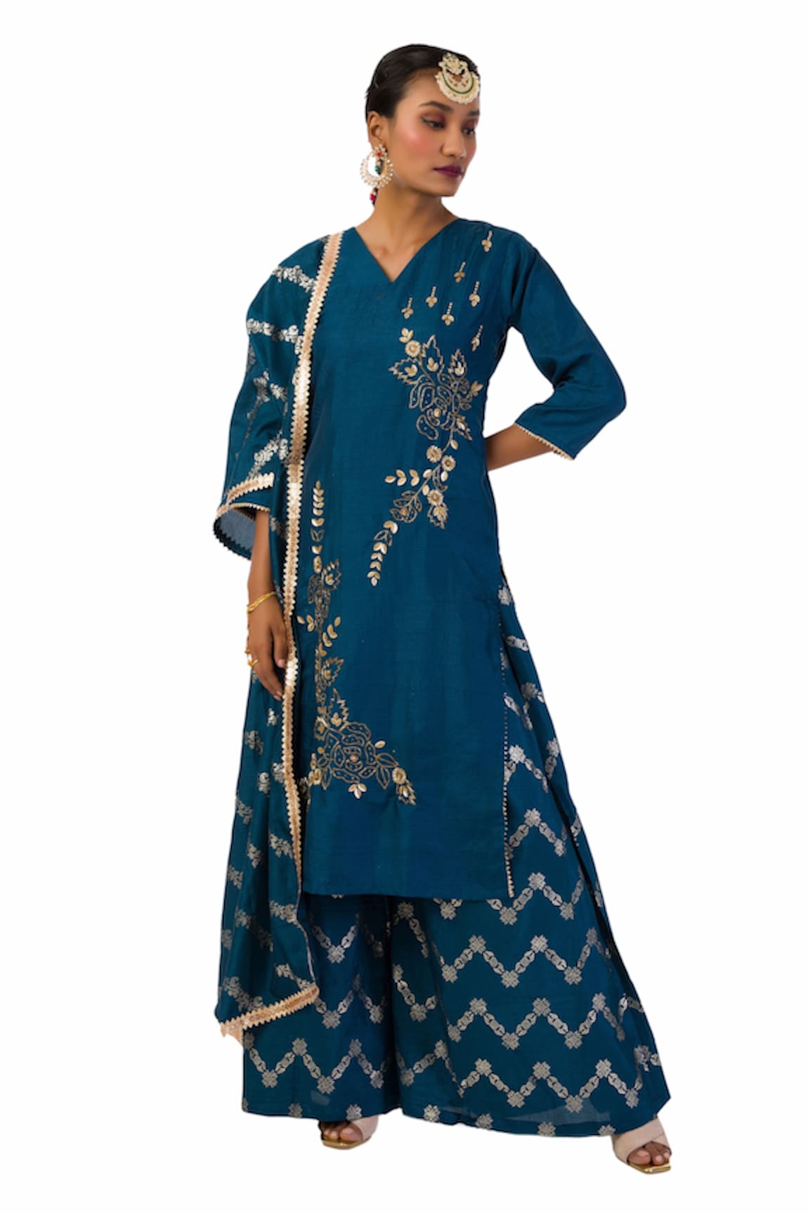 Meghna shah V Neck Kurta Palazzo Set