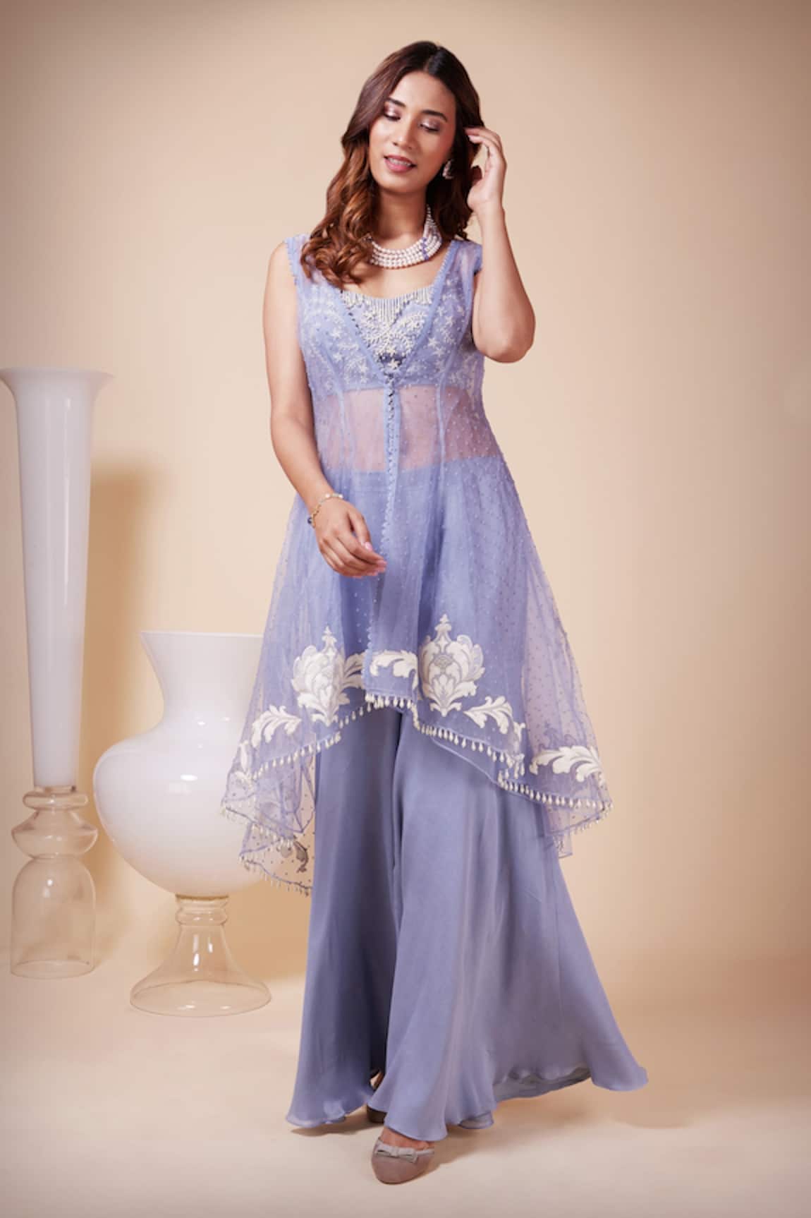 Saaj By Ankita Textured Cape Sharara Set