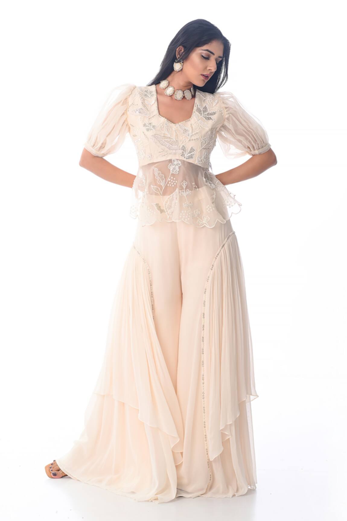 PIRI INDIA Hand Embroidered Top & Palazzo Set 