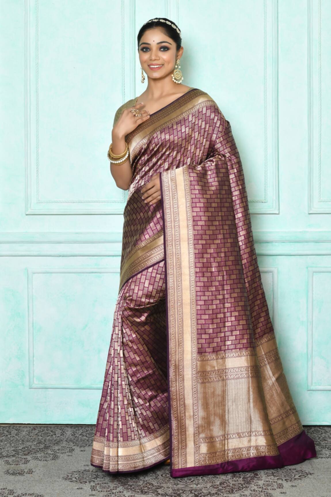 Pinki Sinha Geometric Handwoven Silk Banarasi Saree