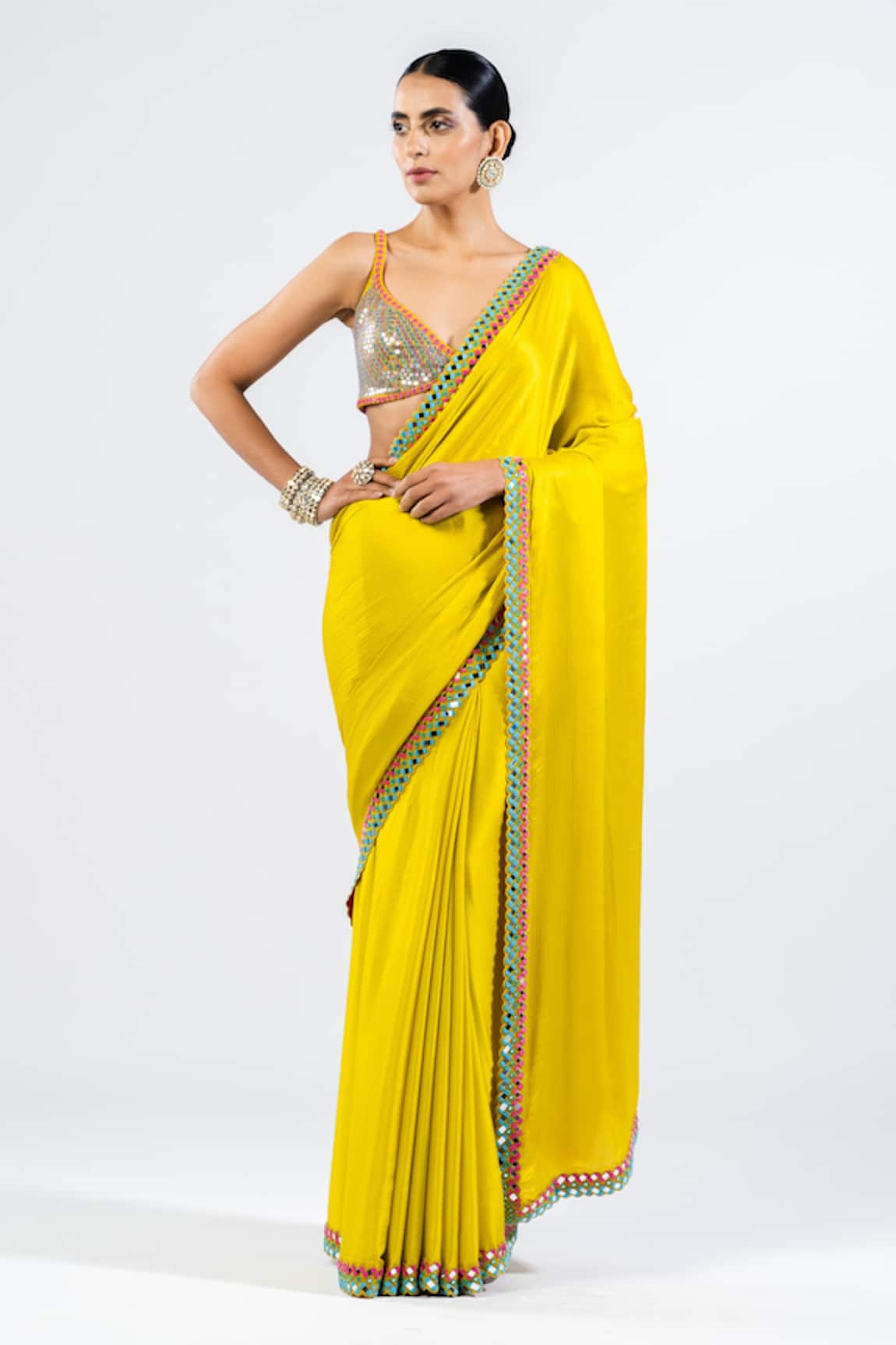 Vvani by Vani Vats Embellished Green Saree With Sequin Blouse 