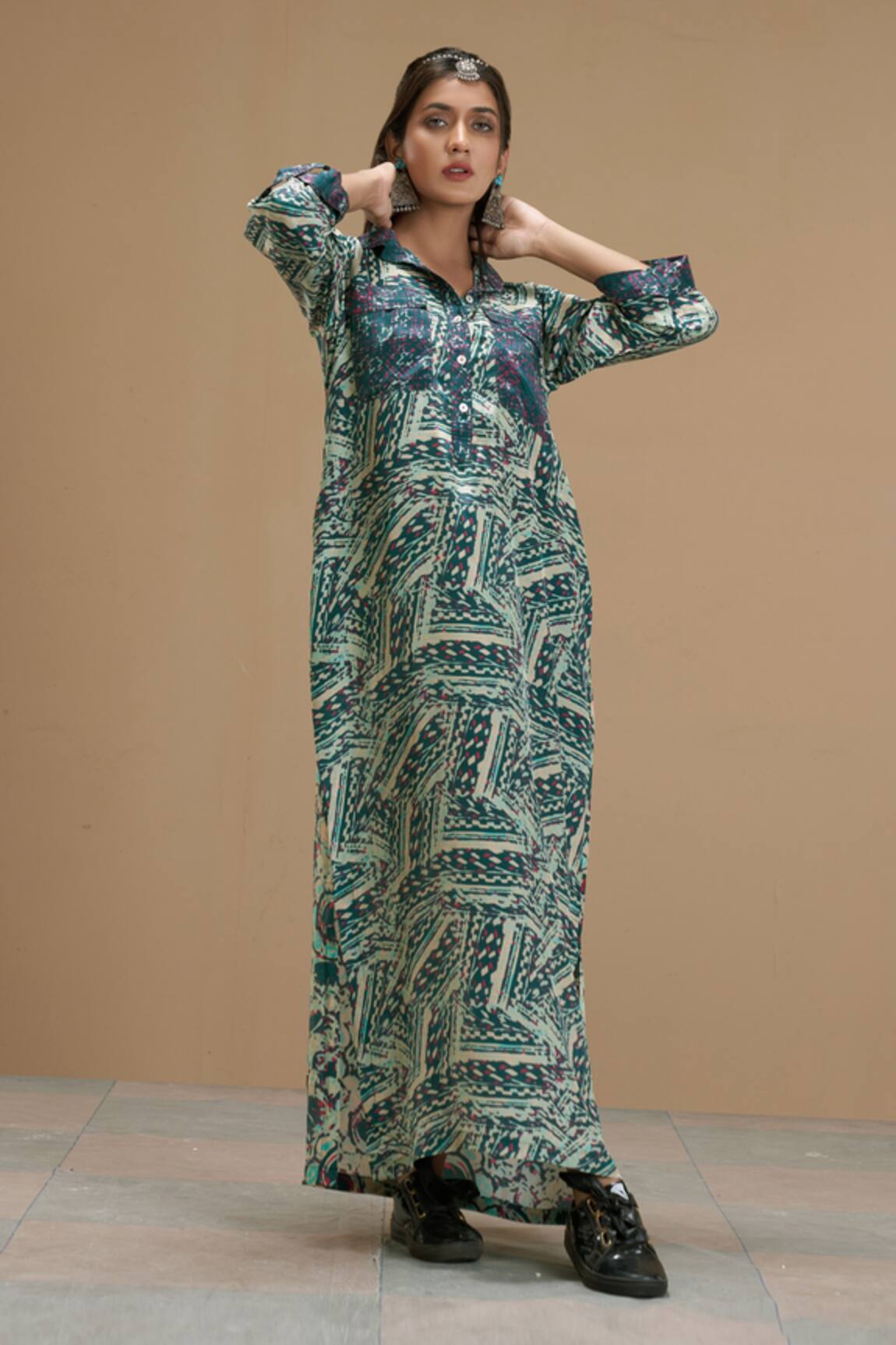 Affroz Abstract Print Shift Dress