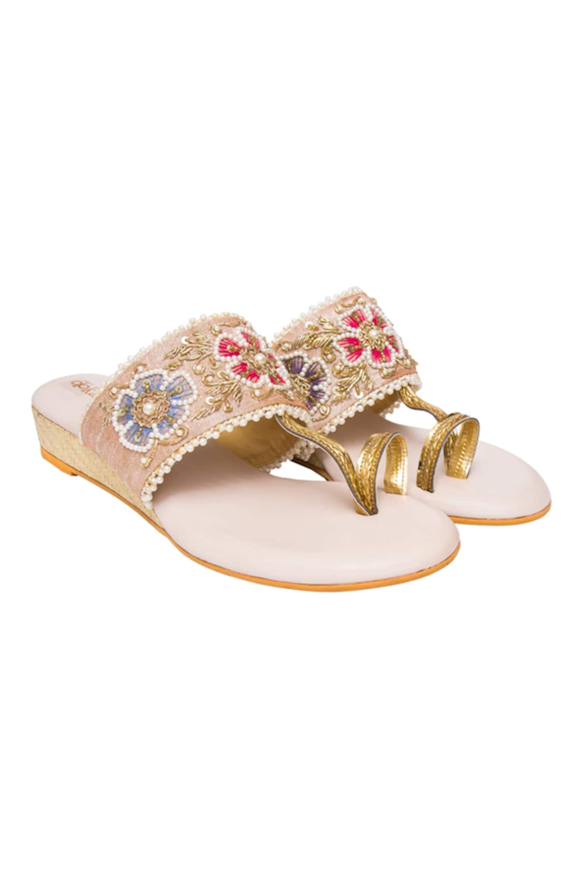 Kkarma Accessories Kimaya Embroidered Kolhapuri Wedges