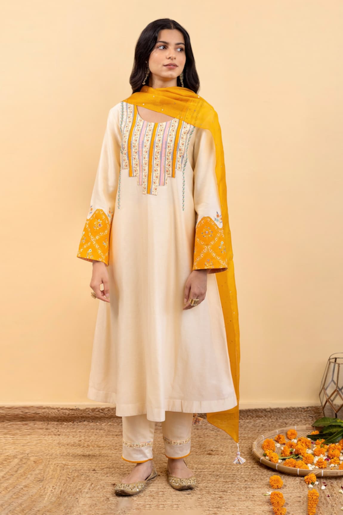 Pita Nila Kira Chanderi Embroidered Kurta Set