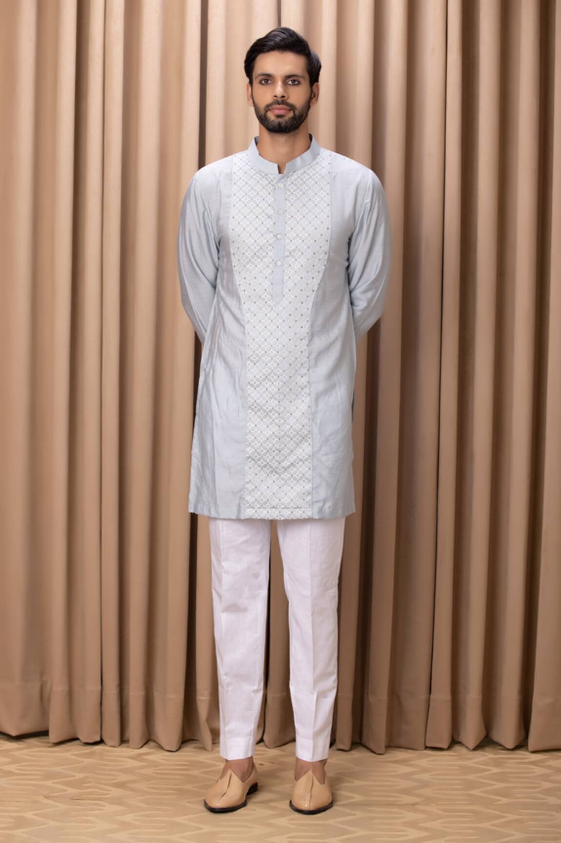 Ankit V Kapoor Faizal Geometric Pattern Kurta Set