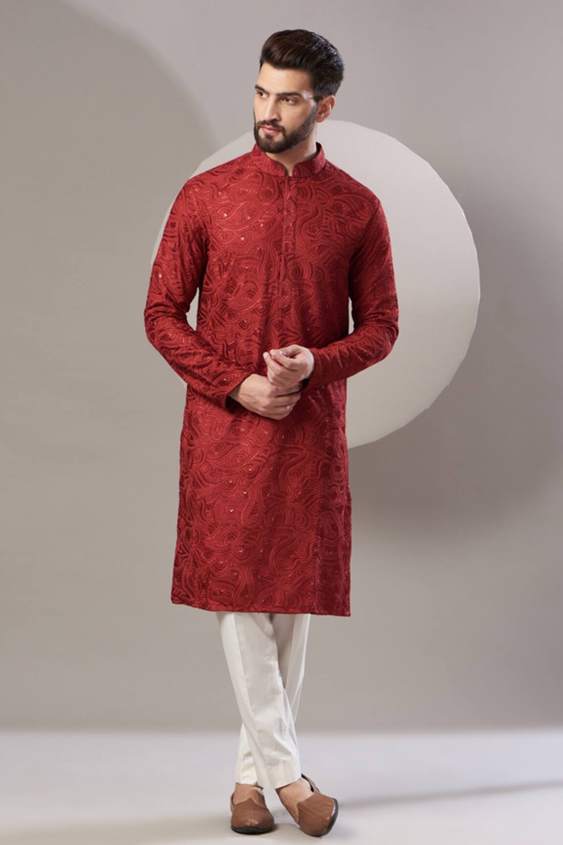 Kasbah Silk Paisley Embroidered Kurta Set 