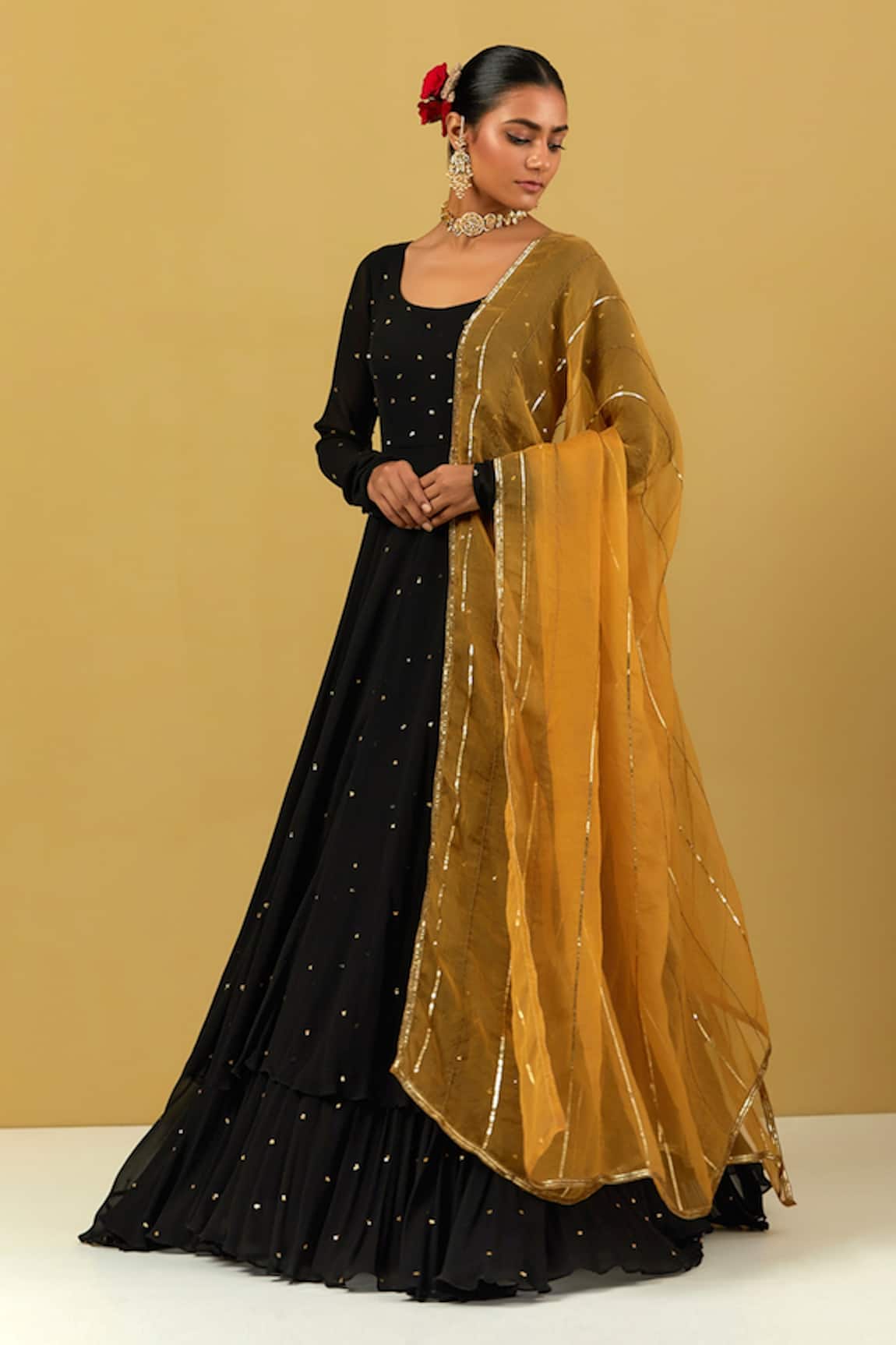 Ikshita Choudhary Embroidered Layered Anarkali With Dupatta 