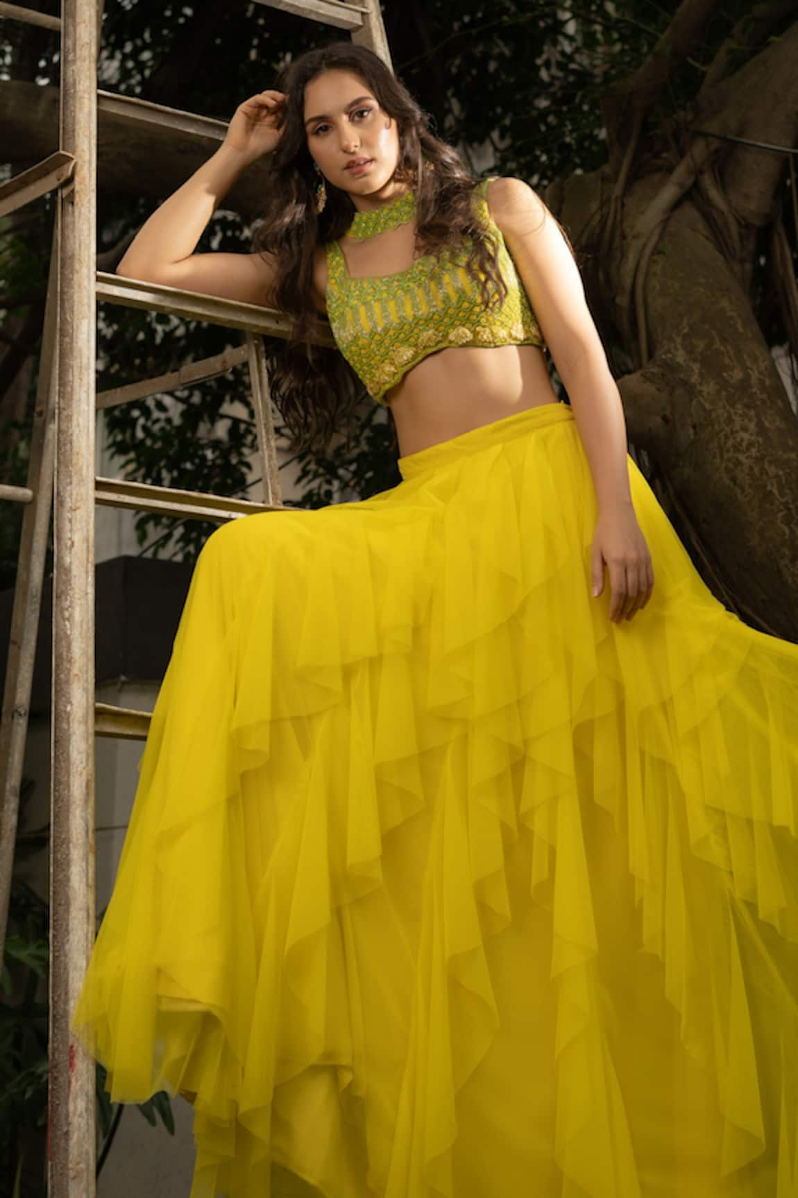 Richa Jaisinghani Label Ruffle Layered Lehenga Set