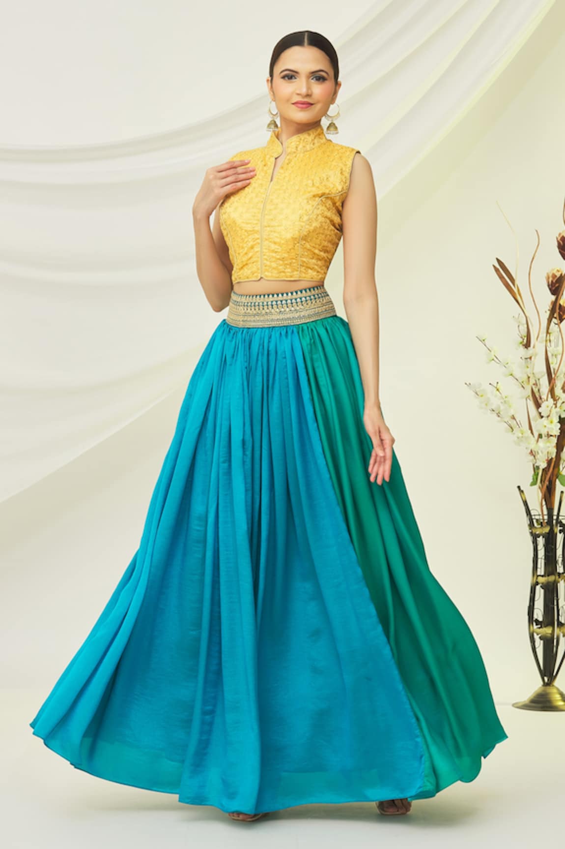 Naintara Bajaj Floral Embroidered Skirt