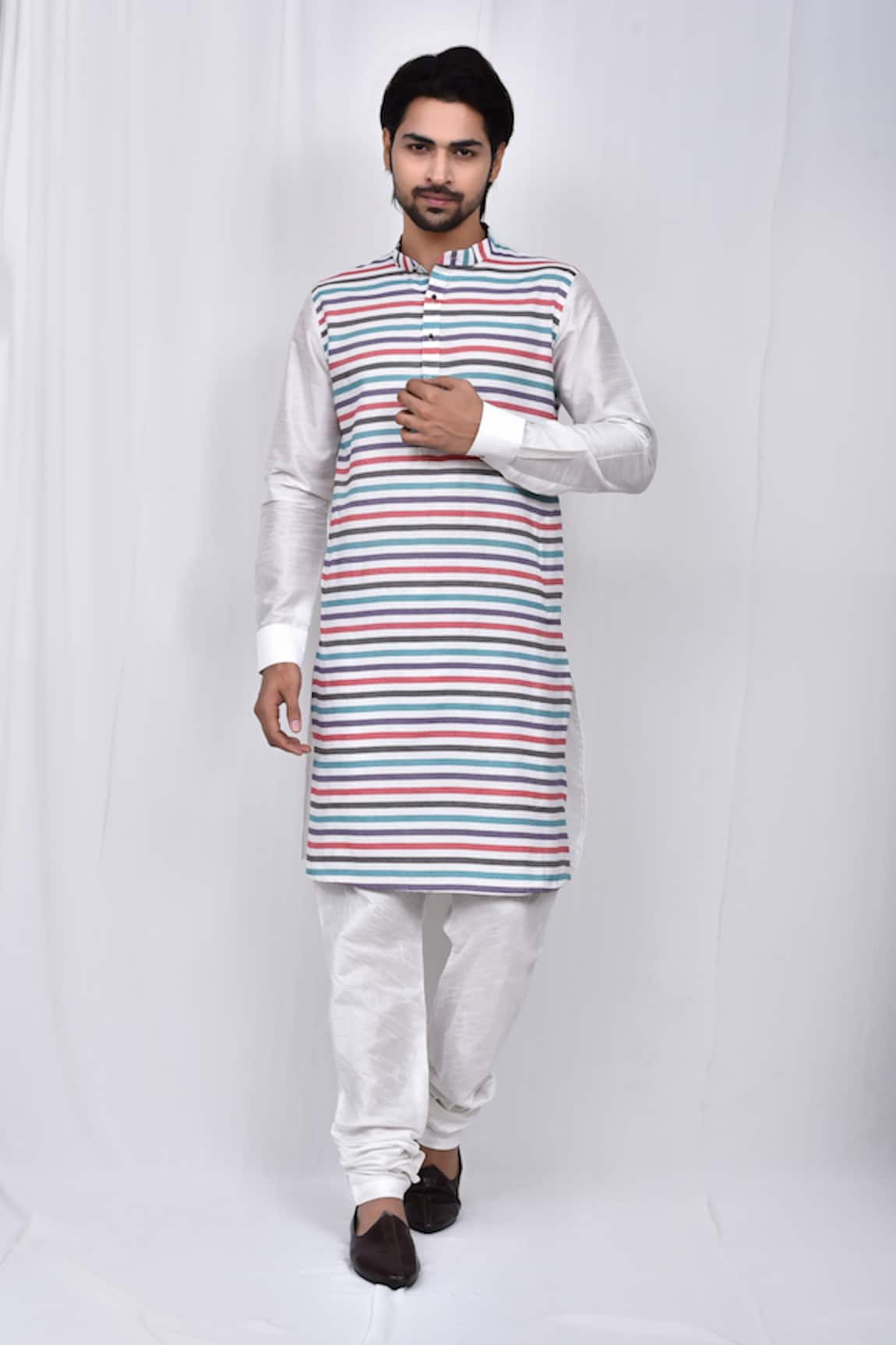 Arihant Rai Sinha Stripe Patterned Kurta & Churidar Set