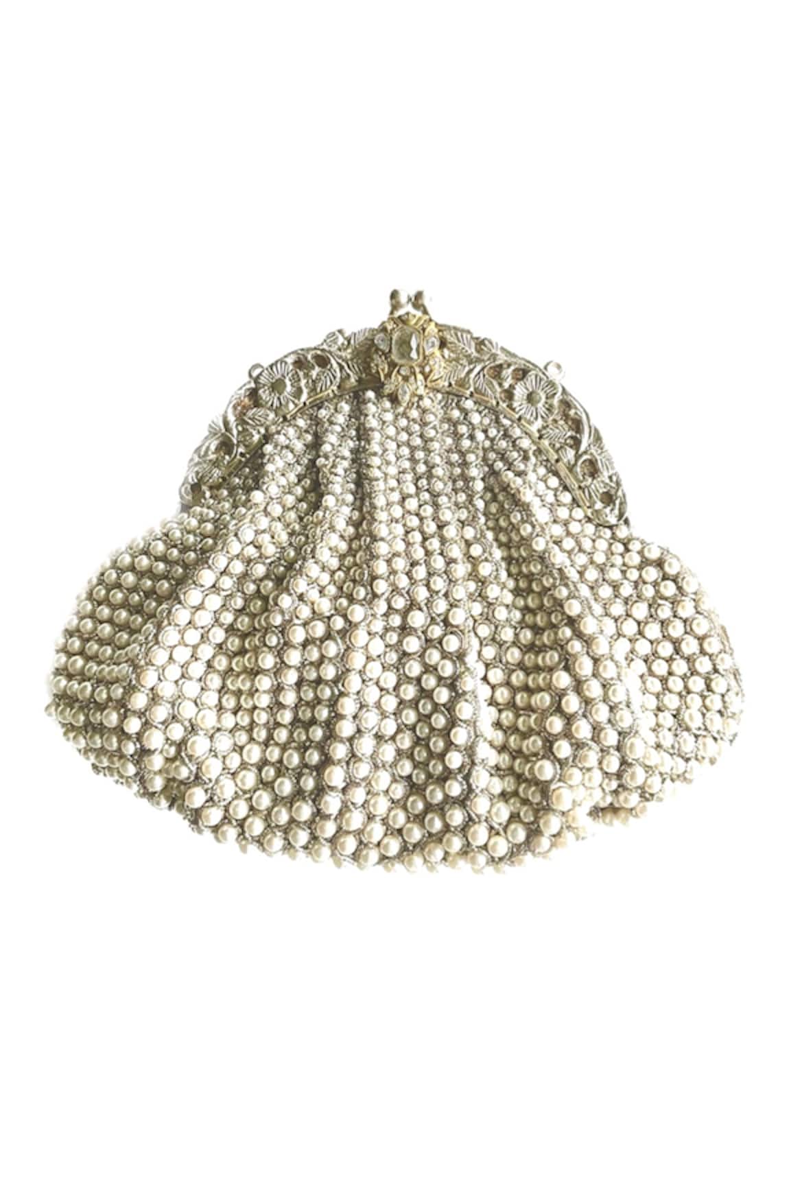 Kokommo Oyster Pearl Embroidered Pouch