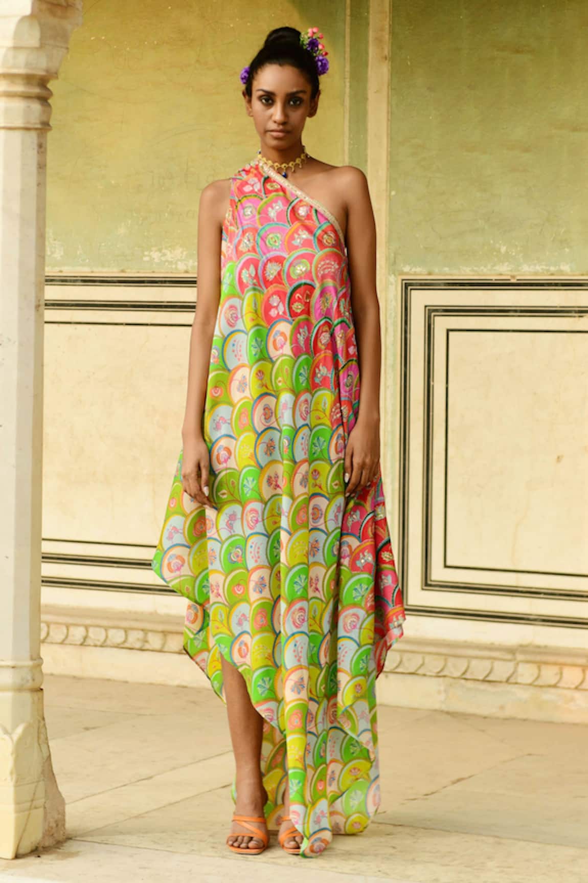 Swati Vijaivargie Kamini One-shoulder Asymmetrical Dress 