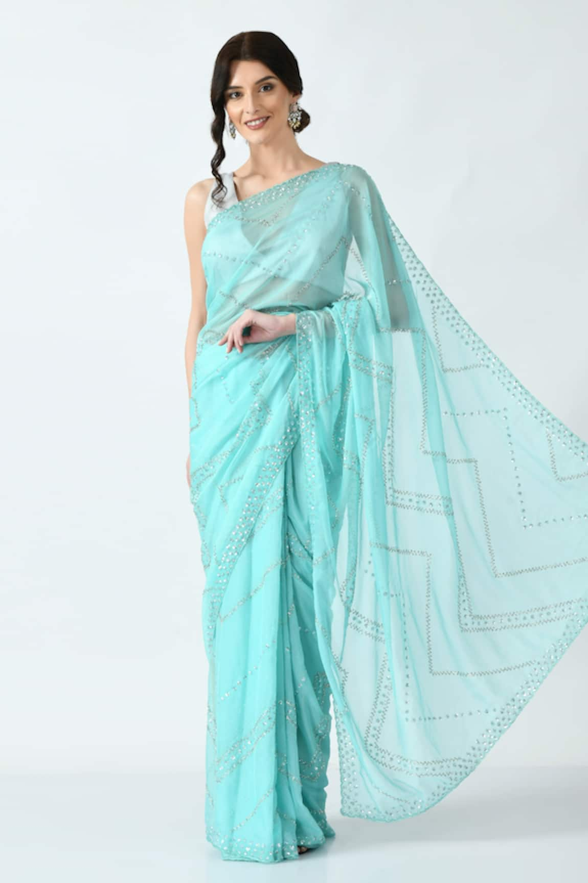 mehar Chevron Hand Embroidered Saree