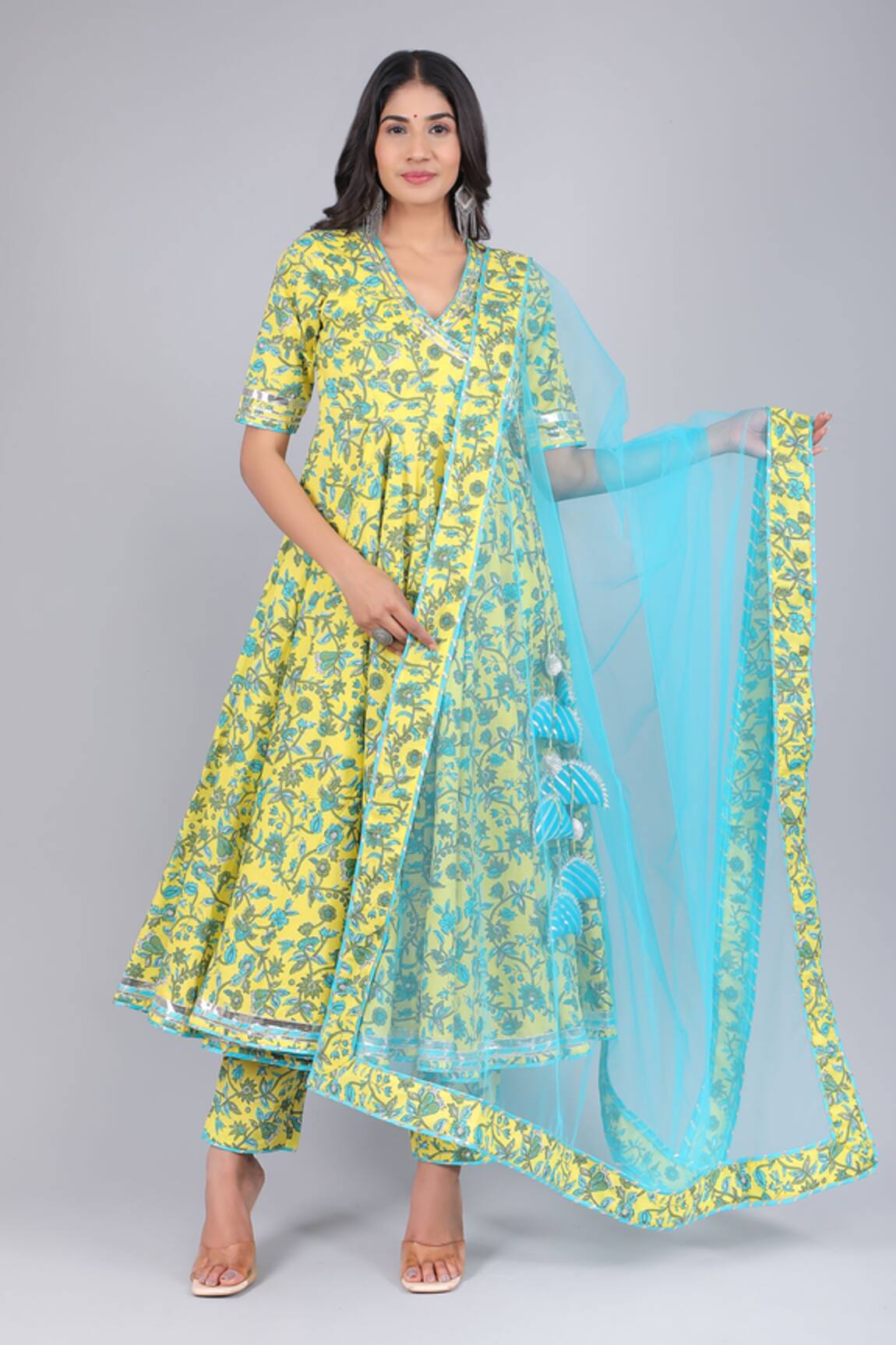 POMCHA JAIPUR Flora Print Angrakha Pant Set 