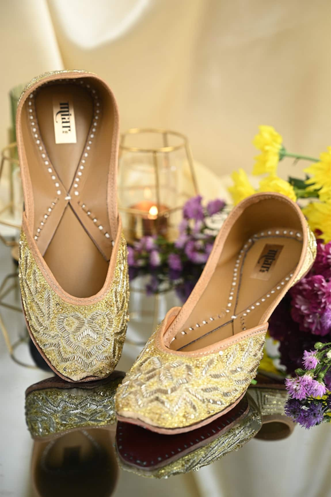 Miar Designs Diti Cutdana Embroidered Juttis