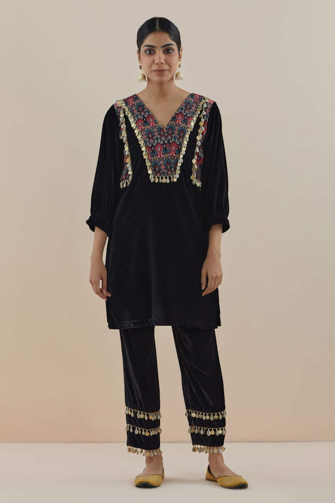 Makaan.51 Silk Velvet Aztec Printed Kurta & Pant Set