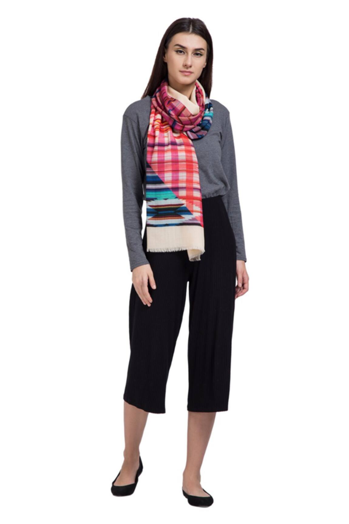 Shingora Checkered Pattern Stole