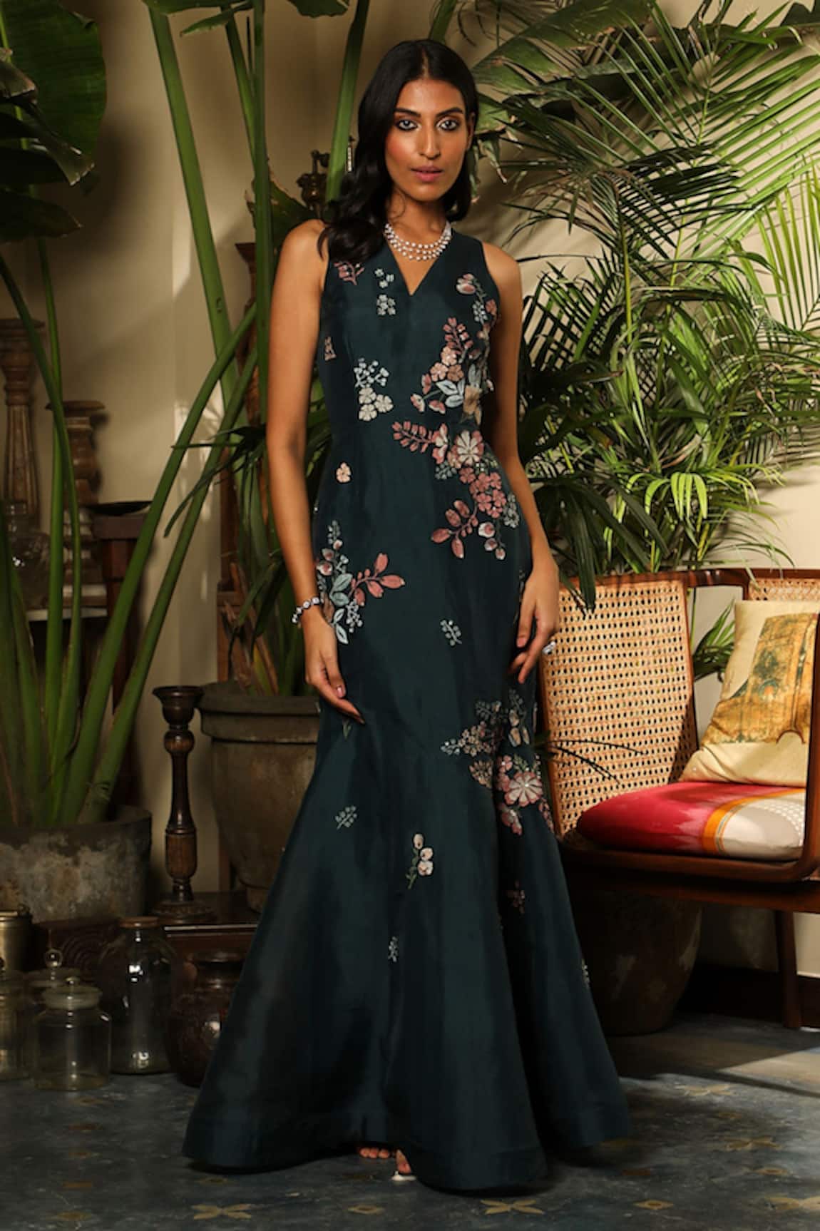 Sahil Kochhar Neysa Spring Embroidered Panelled Gown 