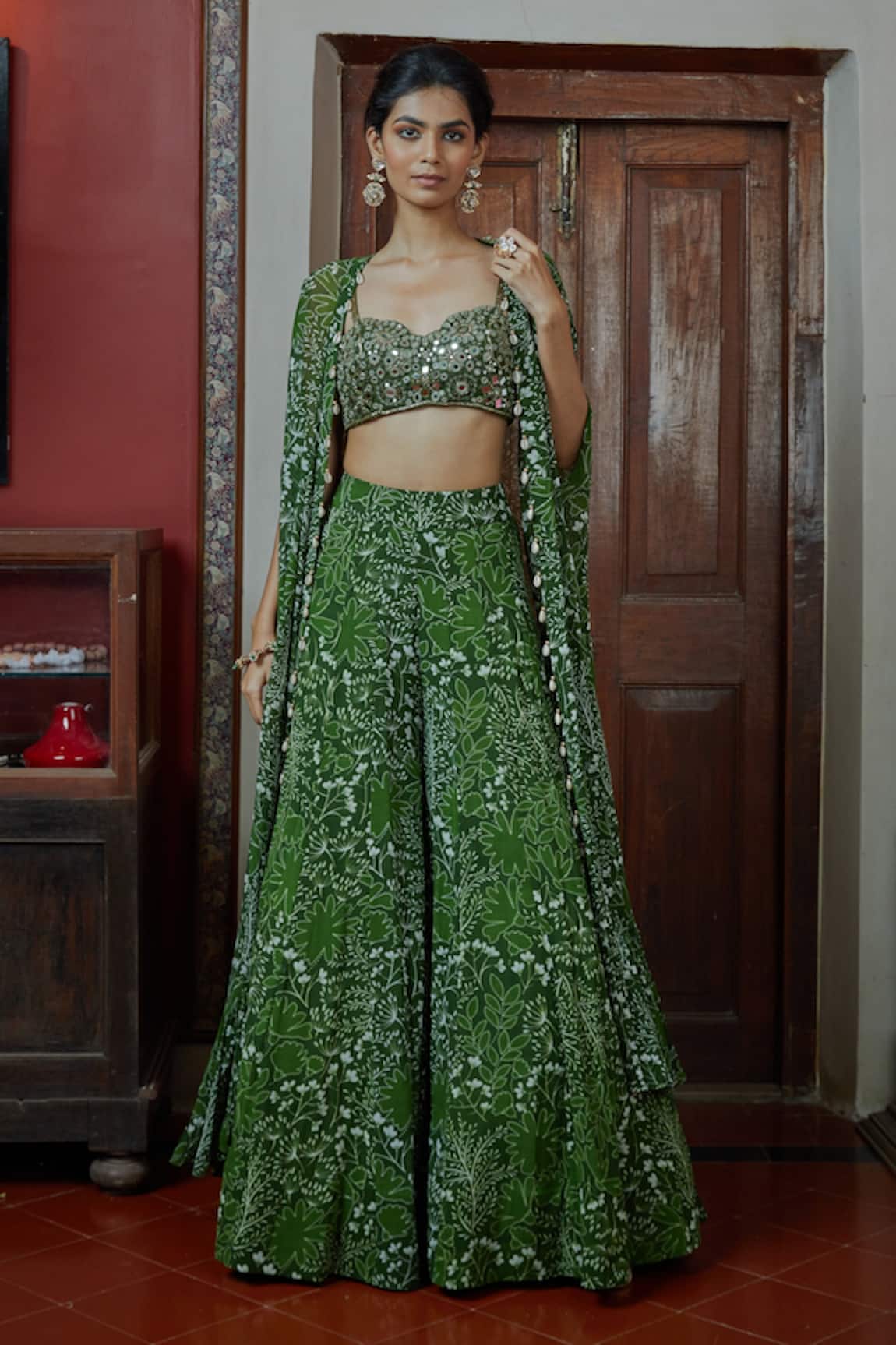 Arpita Mehta Floral Embroidered Blouse & Sharara Set
