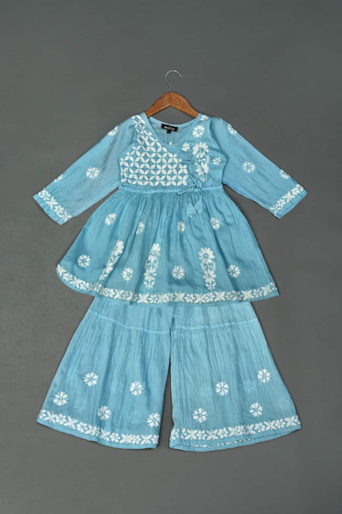 Maaikid Chikankari Embroidered Kurta & Sharara Set