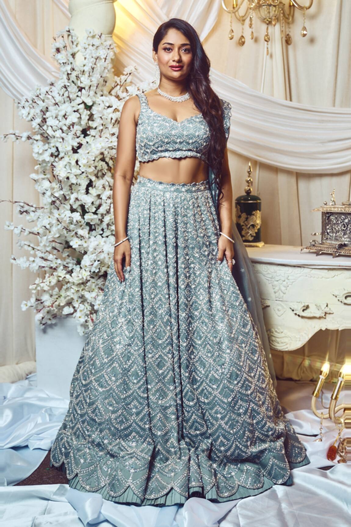Varun Chakkilam Sequin Embroidered Lehenga Set
