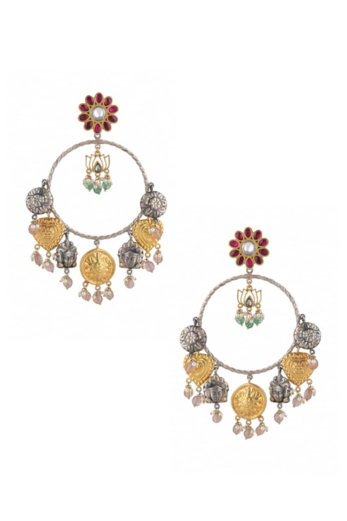 Ajooni Jewels Handcrafted Lotus Hoop Earrings