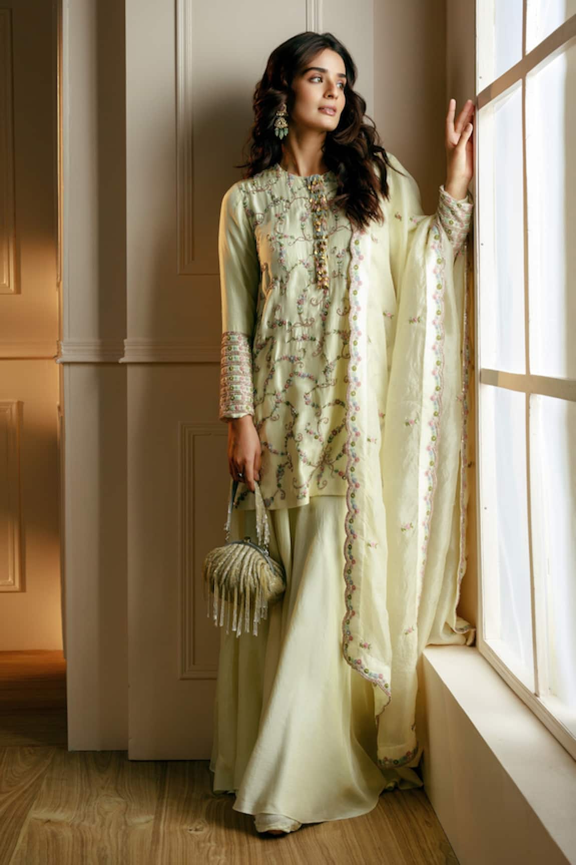 Nehha Nhata Hand Embroidered Kurta Sharara Set